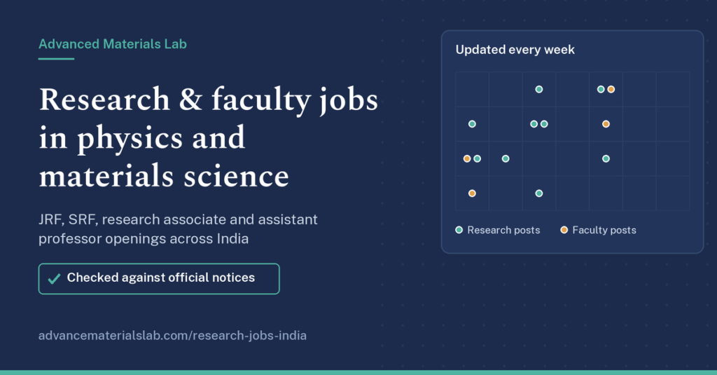 Research and faculty jobs in physics and materials science in India, checked against official notices – Advanced Materials Lab